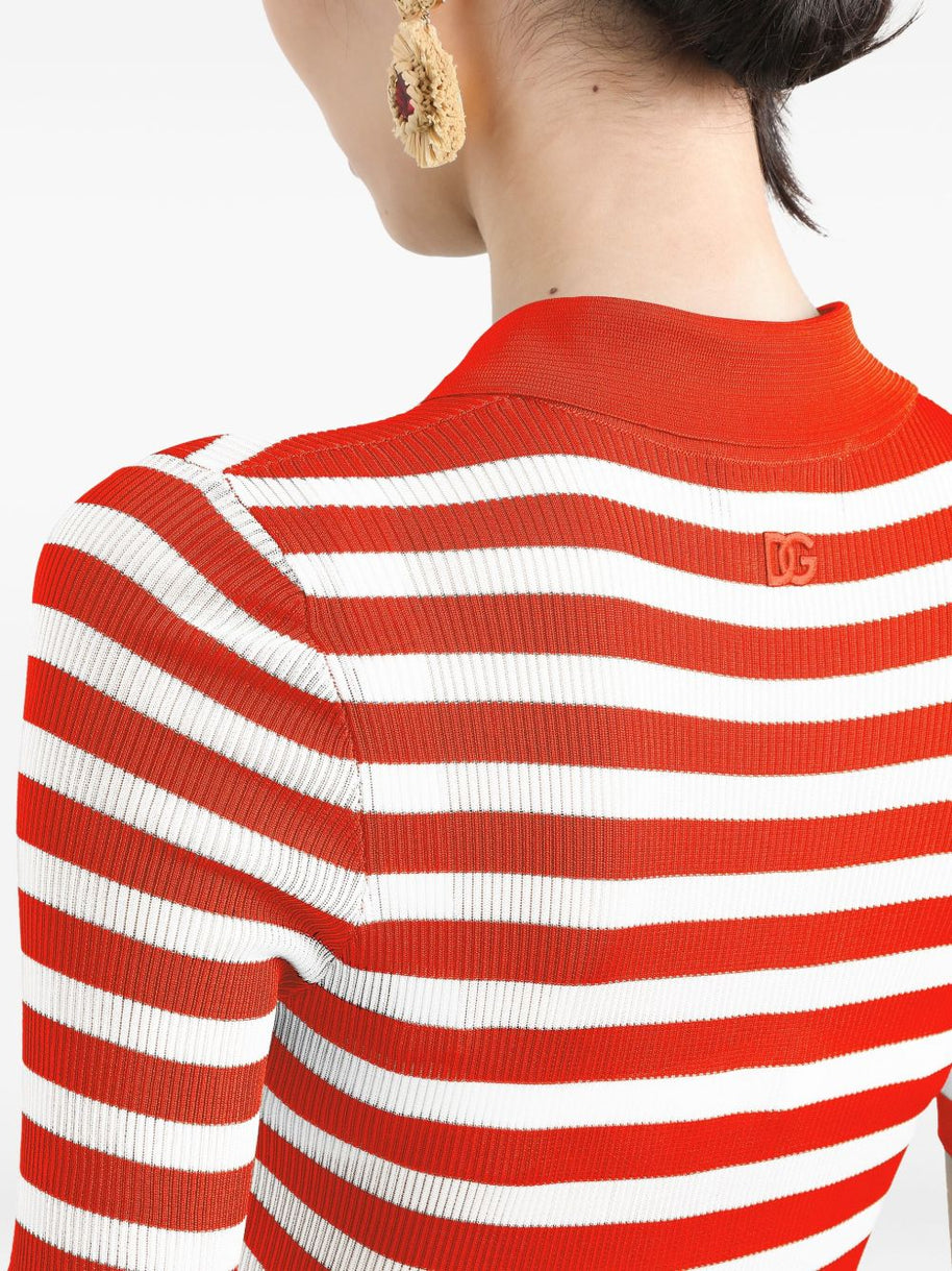 Dolce & Gabbana Striped Polo Shirt - Red
