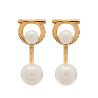 Ferragamo Gancini Earrings With Pearls Golden