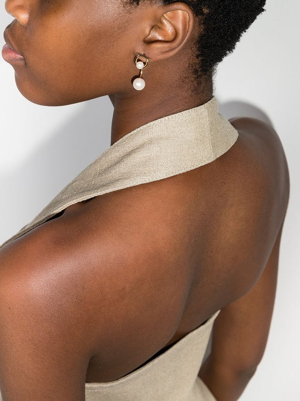 Ferragamo Gancini Earrings With Pearls Golden