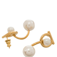 Ferragamo Gancini Earrings With Pearls Golden