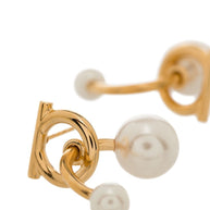 Ferragamo Gancini Earrings With Pearls Golden