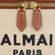 Balmain B-Army Canvas Vanity Case - Leather Brown