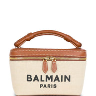 Balmain B-Army Canvas Vanity Case - Leather Brown
