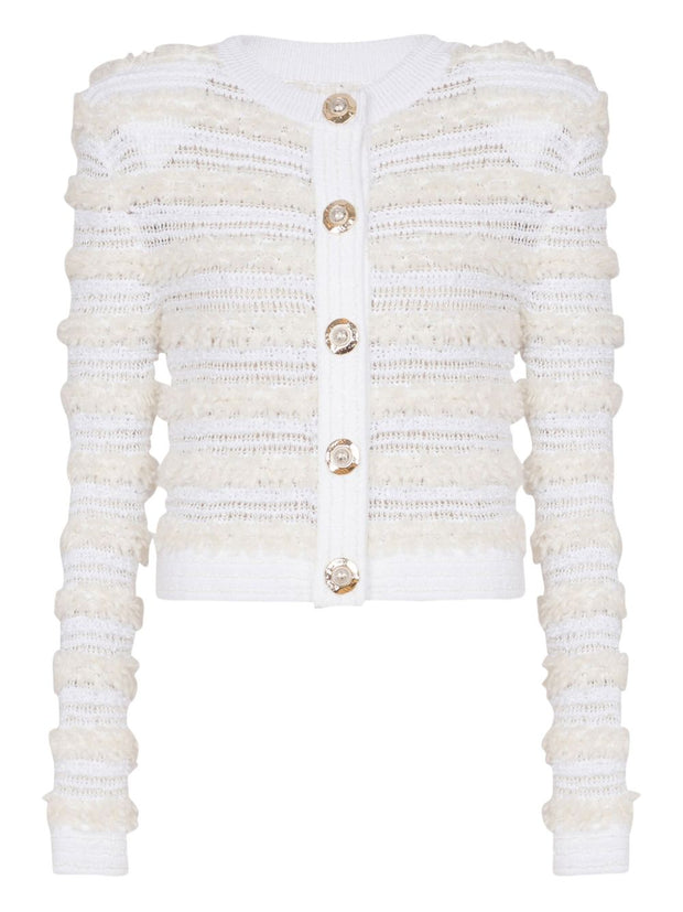 Balmain Tweed Cardigan - White