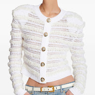 Balmain Tweed Cardigan - White