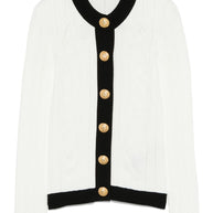 Balmain Knitted Crewneck Cardigan - White