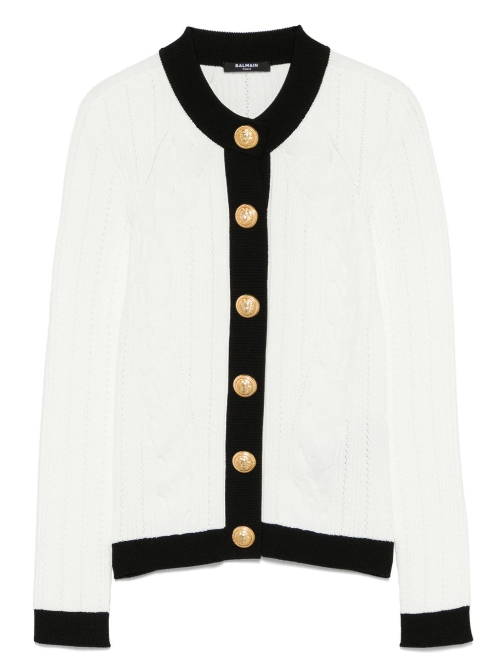 Balmain Knitted Crewneck Cardigan - White