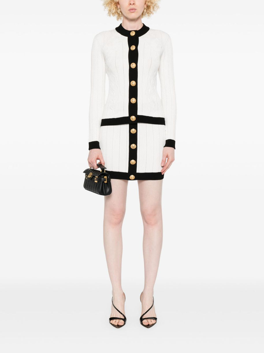 Balmain Knitted Crewneck Cardigan - White