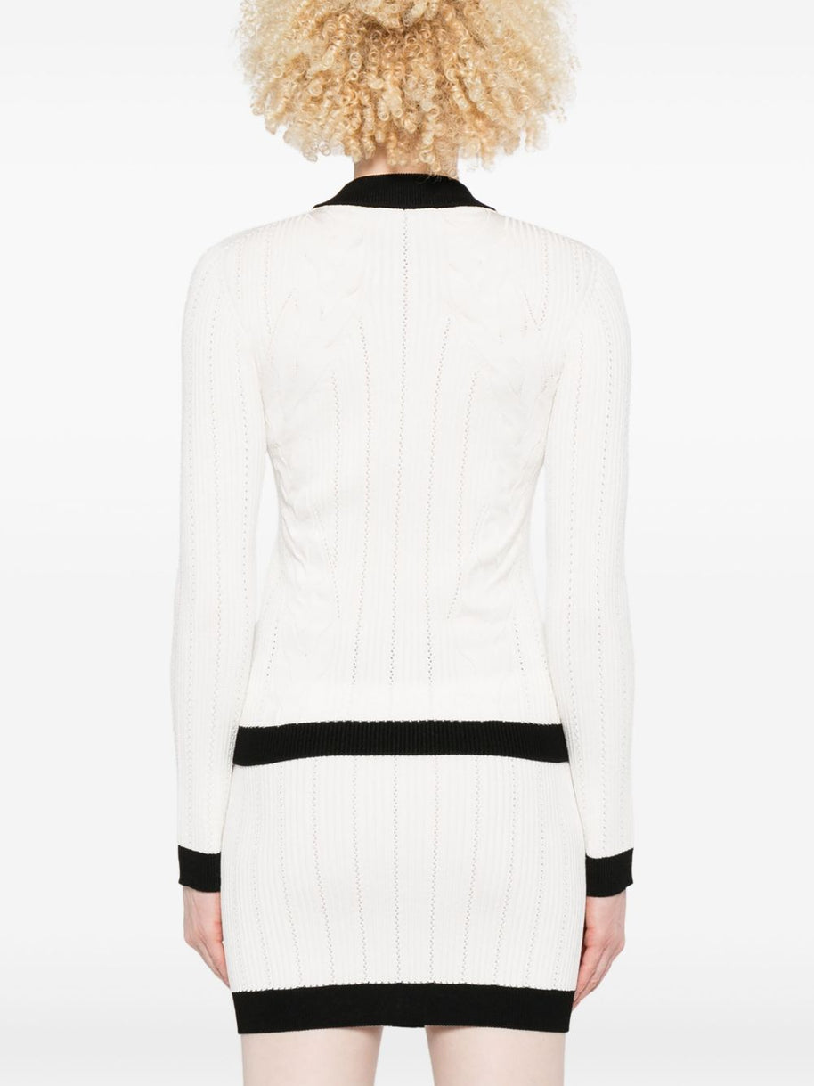 Balmain Knitted Crewneck Cardigan - White