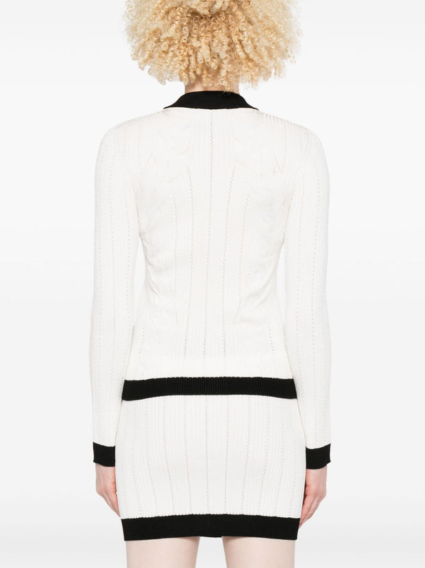 Balmain Knitted Crewneck Cardigan - White