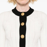 Balmain Knitted Crewneck Cardigan - White