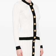 Balmain Knitted Crewneck Cardigan - White
