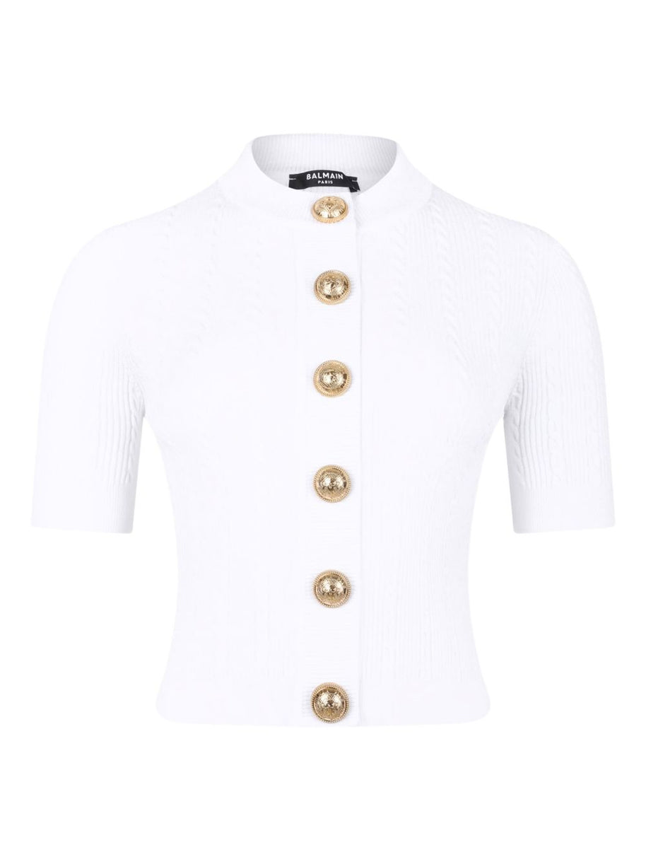 Balmain Crewneck Cardigan - White