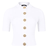 Balmain Crewneck Cardigan - White