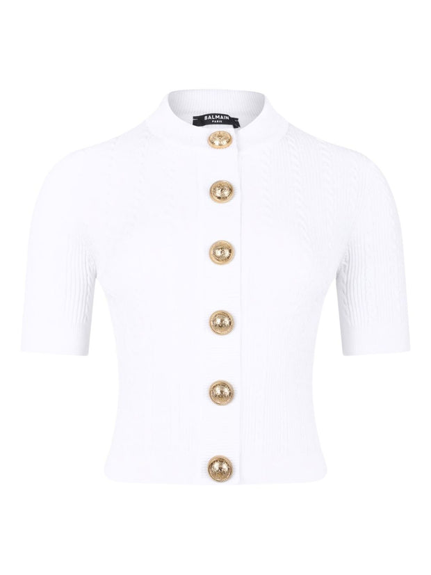 Balmain Crewneck Cardigan - White