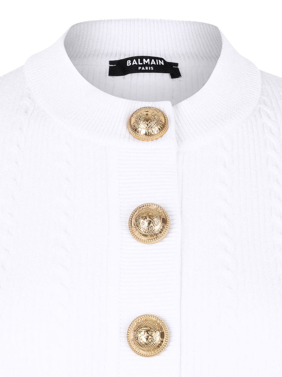 Balmain Crewneck Cardigan - White