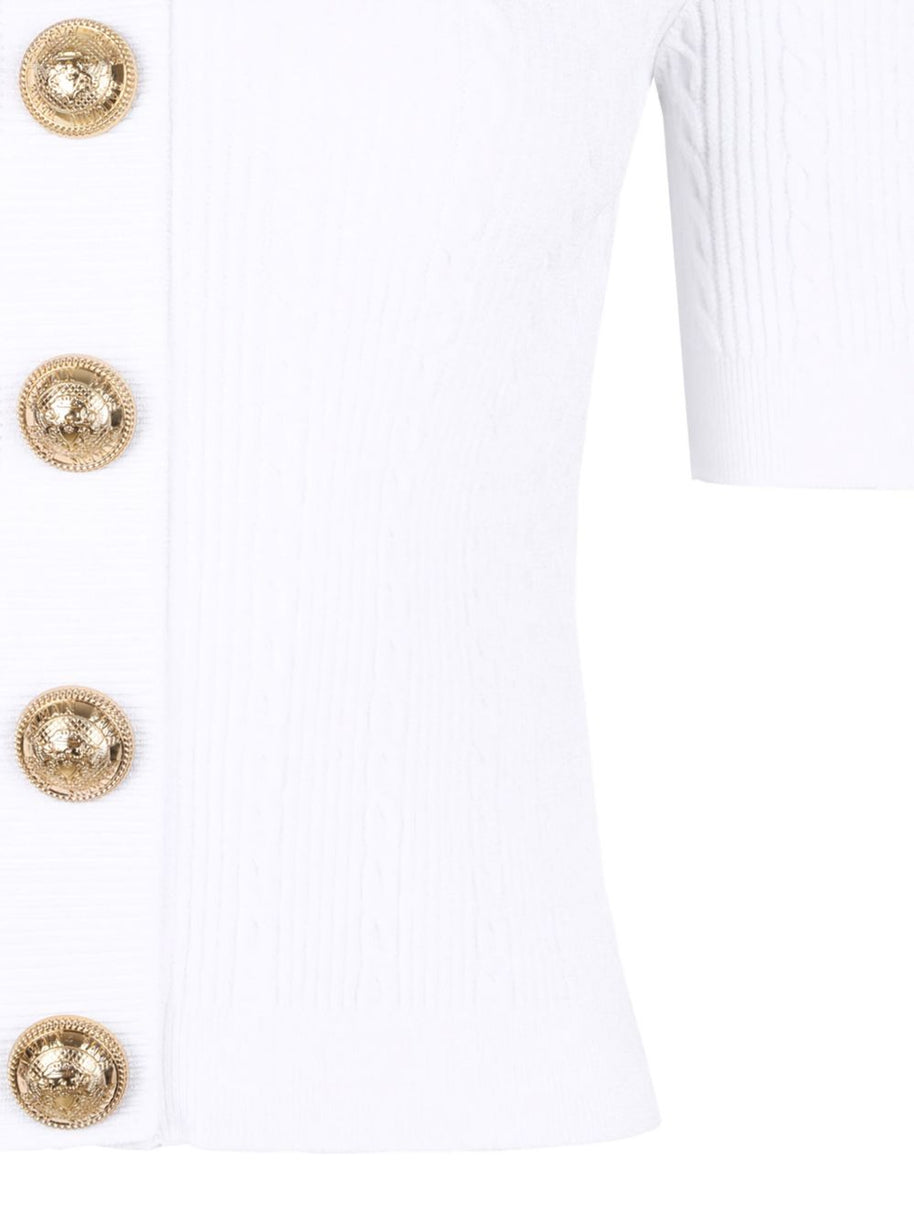 Balmain Crewneck Cardigan - White