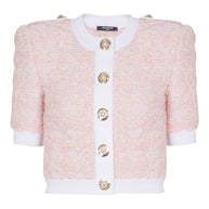 Balmain Tweed Cardigan - Pink