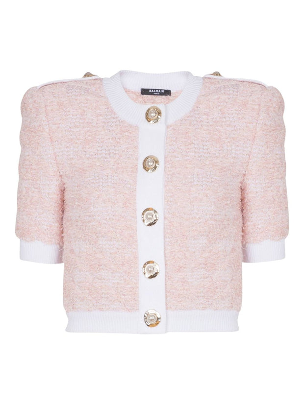 Balmain Tweed Cardigan - Pink