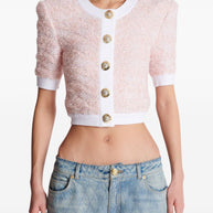 Balmain Tweed Cardigan - Pink