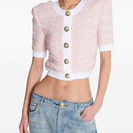 Balmain Tweed Cardigan - Pink