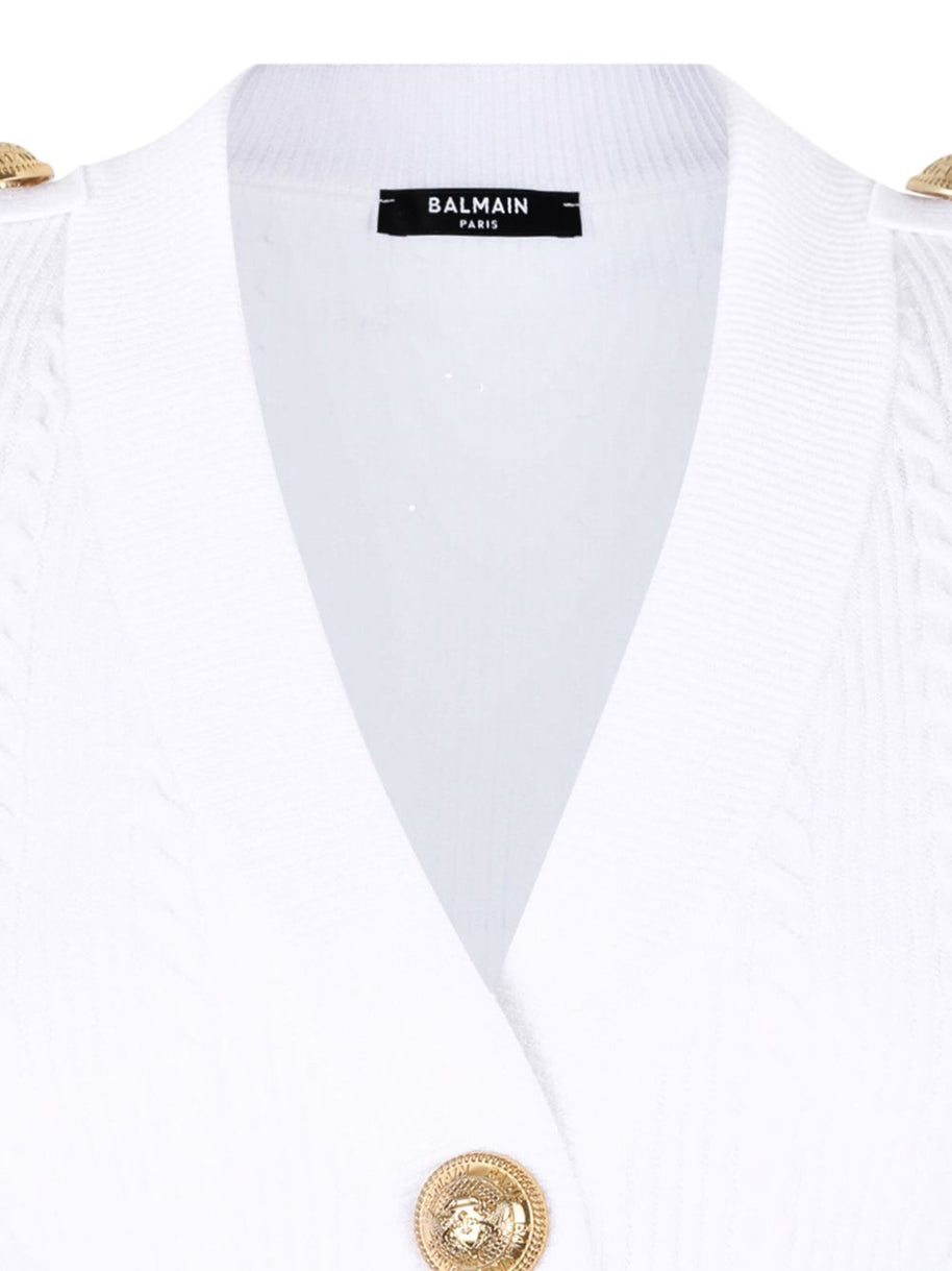 Balmain V-necked Cardigan - White