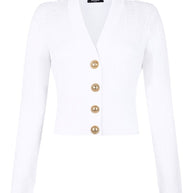 Balmain V-necked Cardigan - White