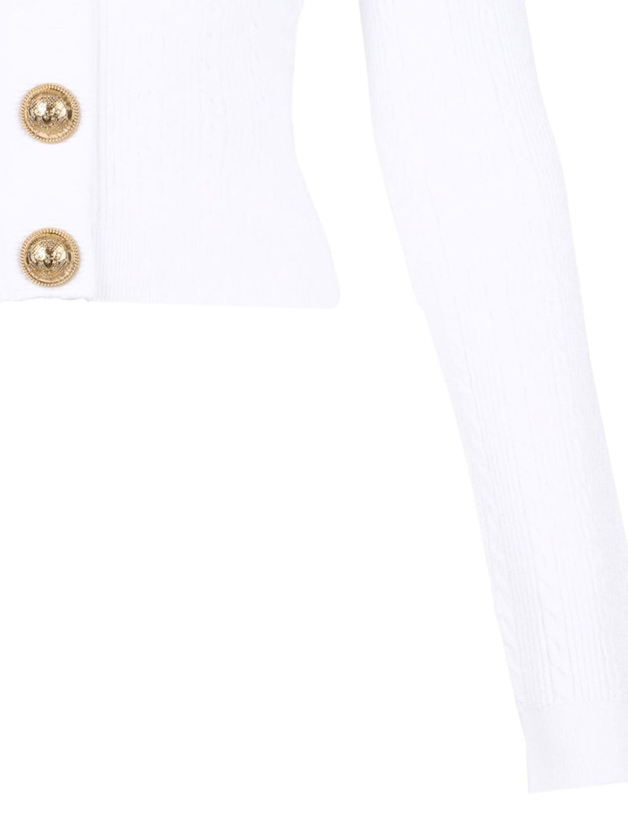 Balmain V-necked Cardigan - White