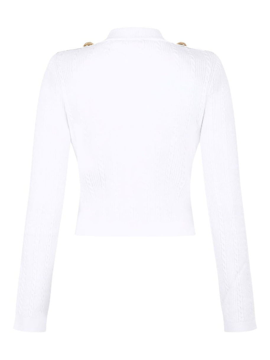 Balmain V-necked Cardigan - White