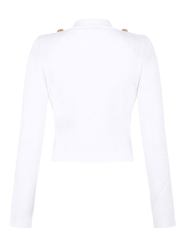 Balmain V-necked Cardigan - White