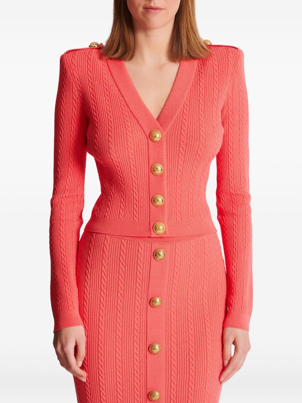 Balmain Long-sleeved Twisted Knit Cardigan