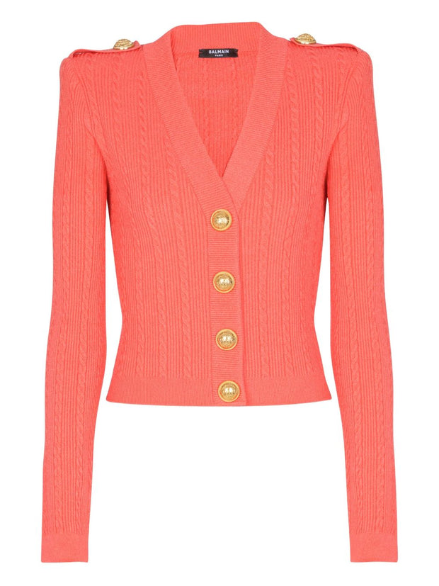 Balmain Long-sleeved Twisted Knit Cardigan