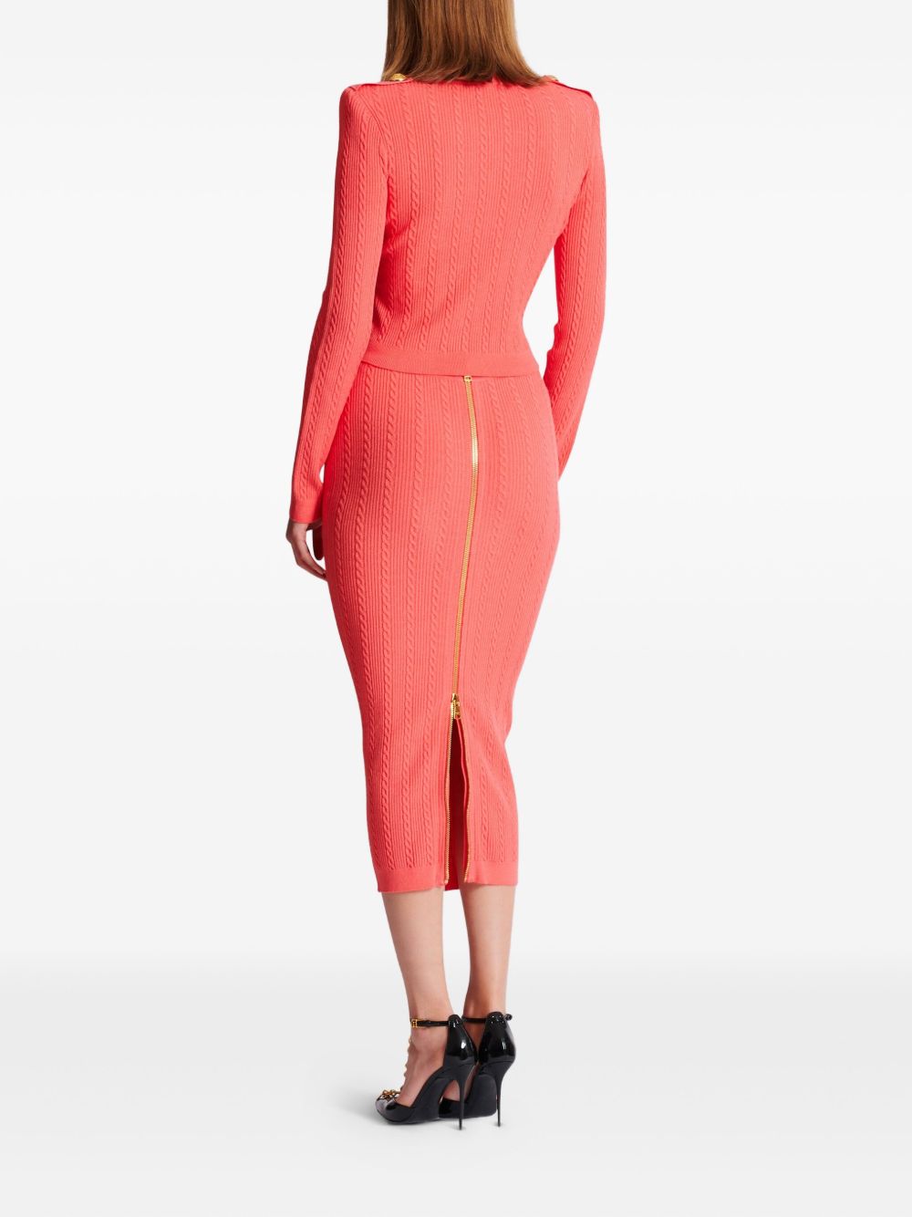 Balmain Long-sleeved Twisted Knit Cardigan