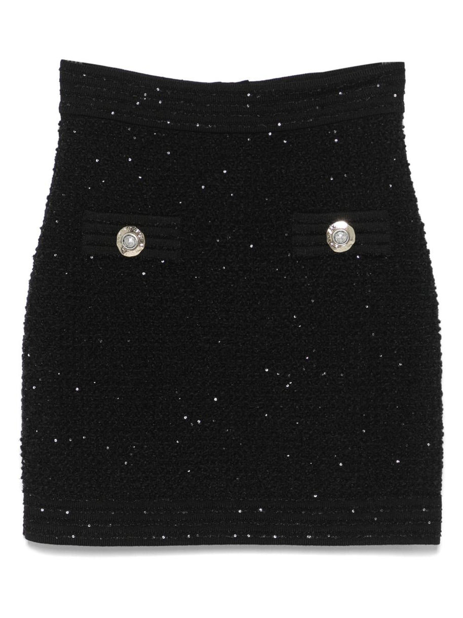 Balmain Tweed Mini Skirt - Black