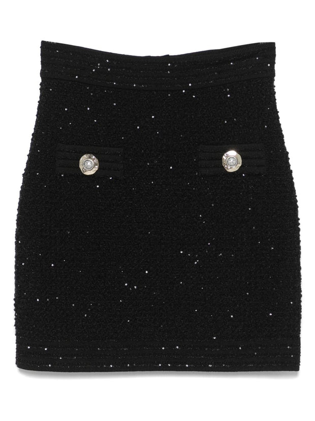 Balmain Tweed Mini Skirt - Black