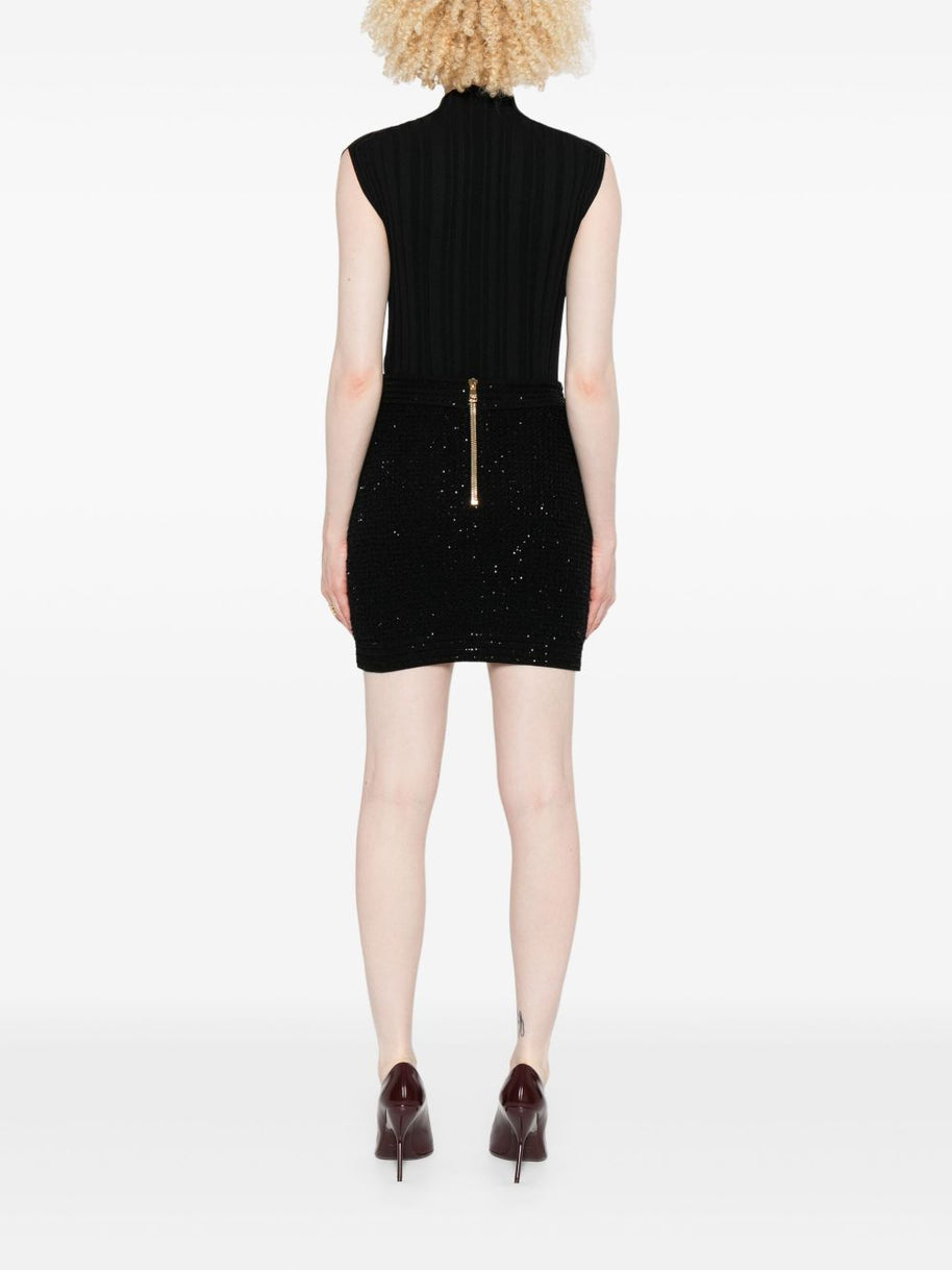 Balmain Tweed Mini Skirt - Black