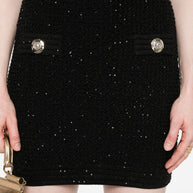 Balmain Tweed Mini Skirt - Black