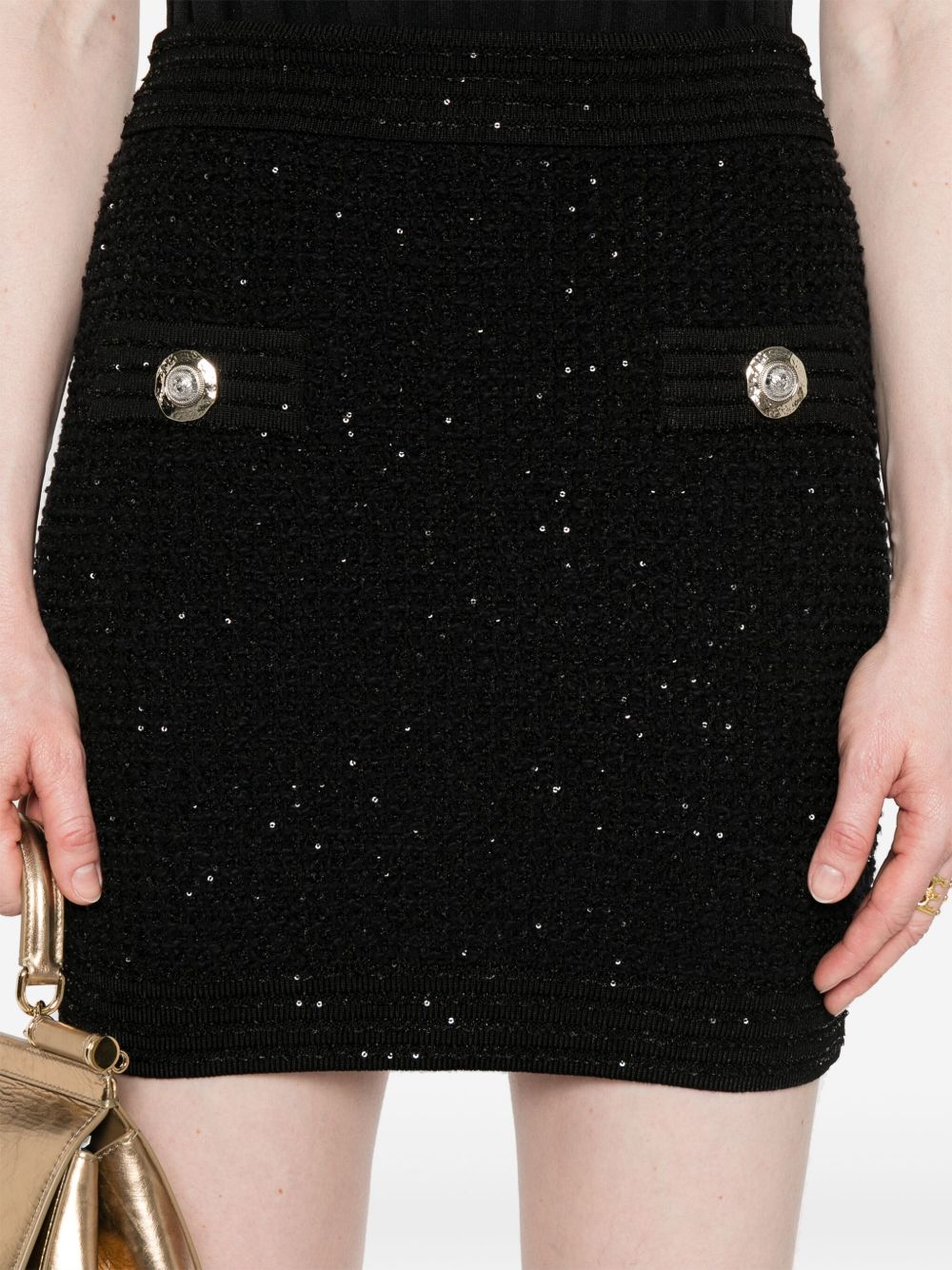 Balmain Tweed Mini Skirt - Black