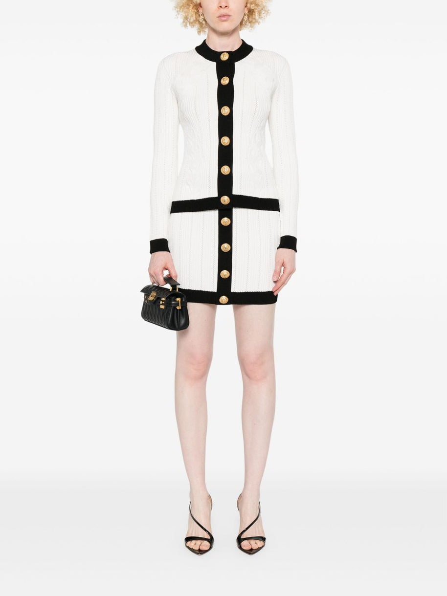 Balmain Knitted Buttoned Mini Skirt - White