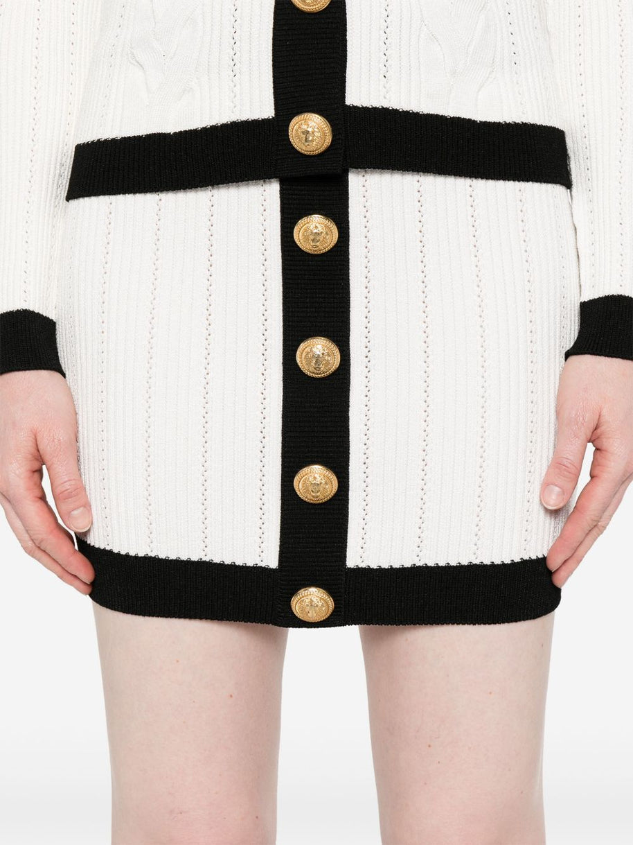 Balmain Knitted Buttoned Mini Skirt - White