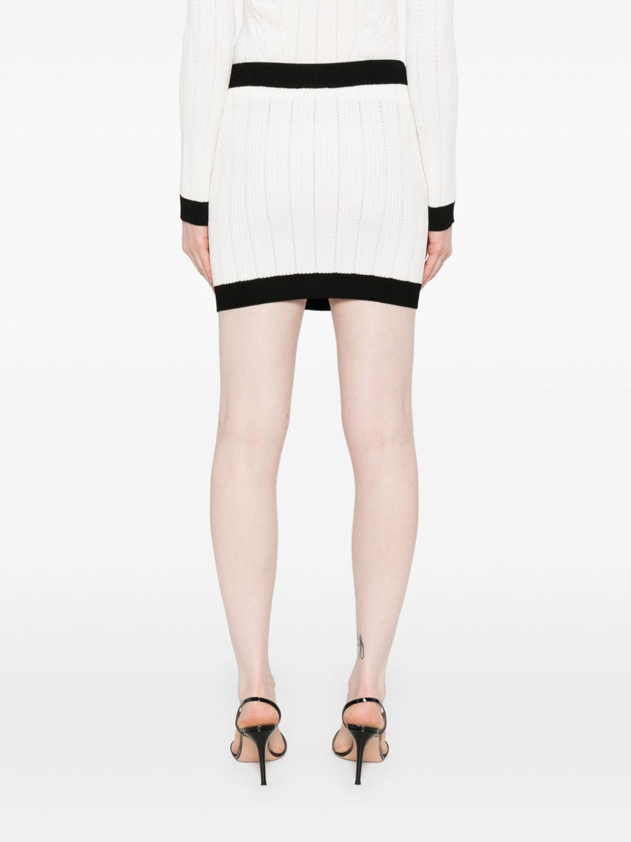 Balmain Knitted Buttoned Mini Skirt - White