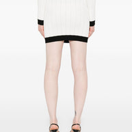 Balmain Knitted Buttoned Mini Skirt - White