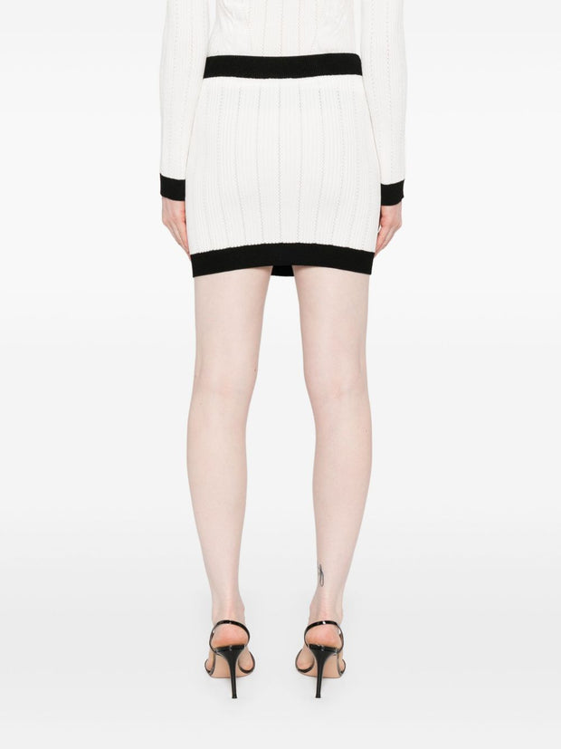 Balmain Knitted Buttoned Mini Skirt - White