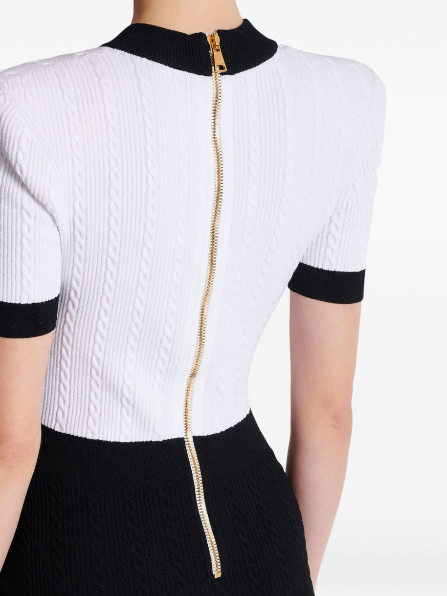 Balmain V-necked Knitted Mini Dress - Black