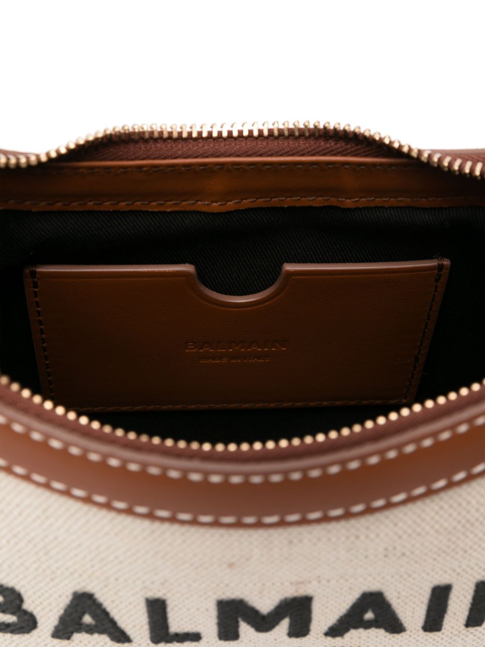 Balmain B-Army Canvas Shoulder Bag - Leather Brown