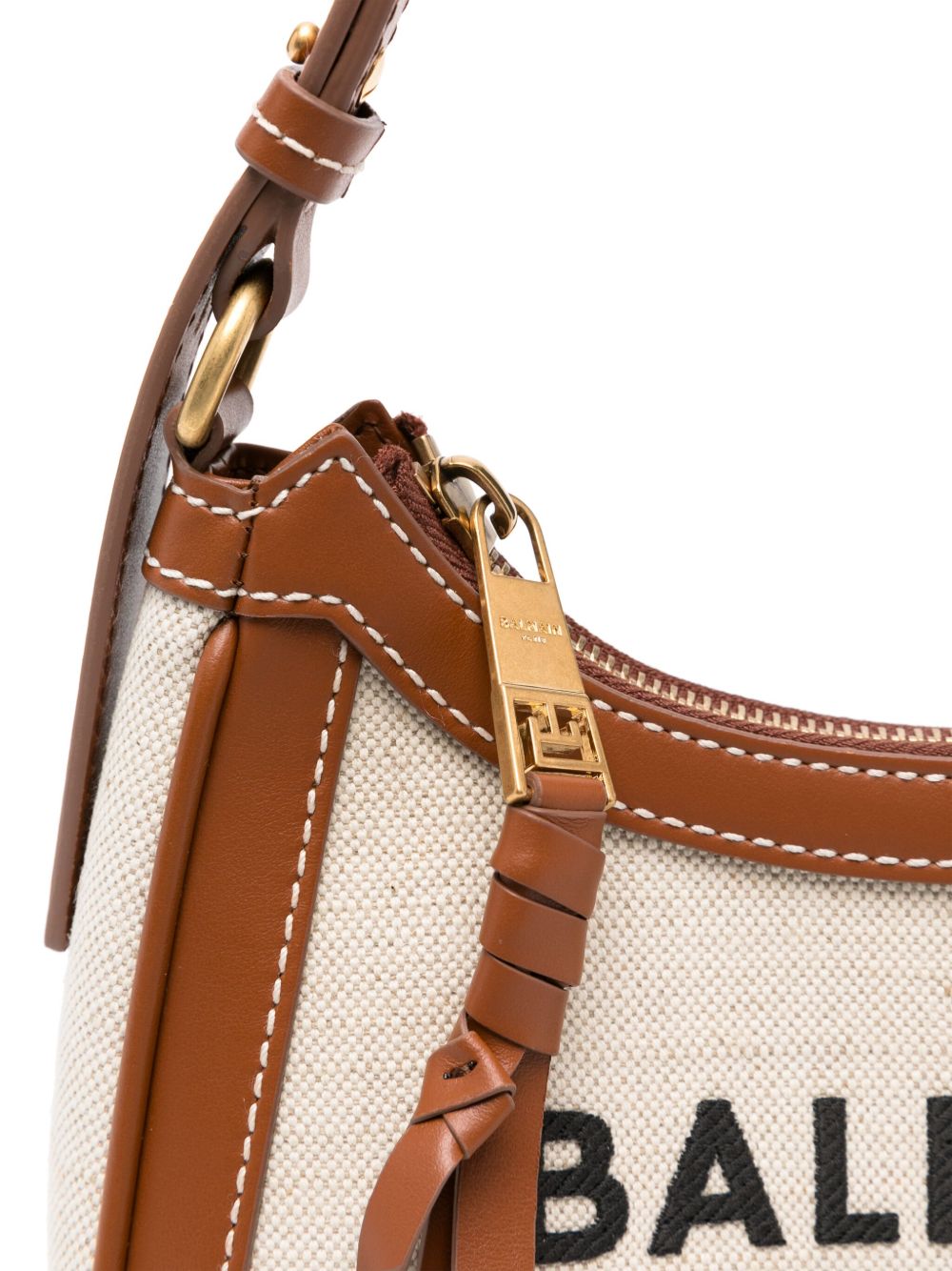Balmain B-Army Canvas Shoulder Bag - Leather Brown
