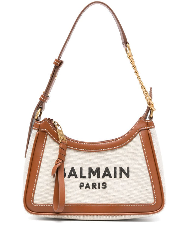 Balmain B-Army Canvas Shoulder Bag - Leather Brown