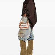 Balmain B-Army Canvas Shoulder Bag - Leather Brown