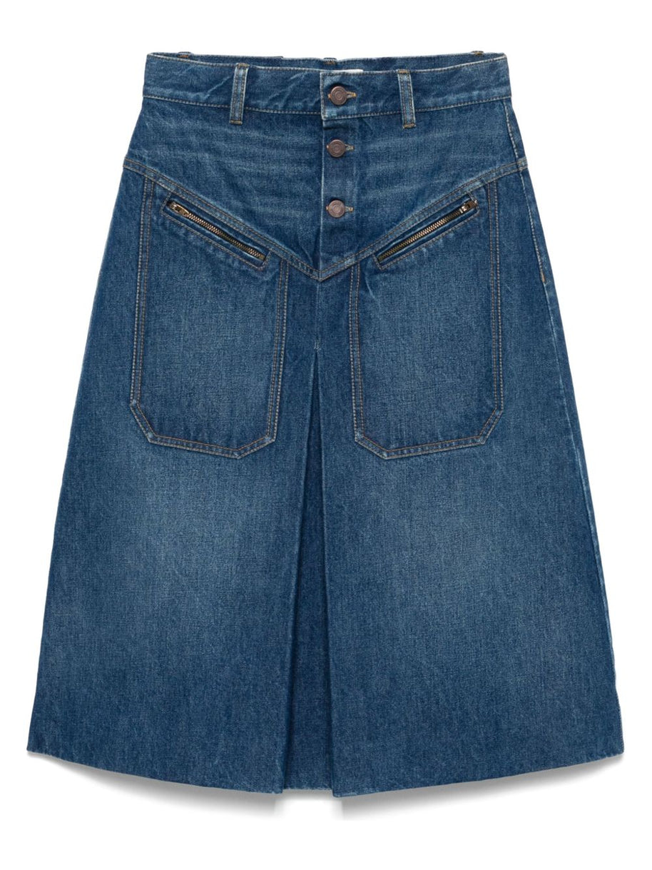 Chloé Chloè Denim Midi Skirt Blue