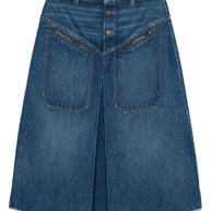 Chloé Chloè Denim Midi Skirt Blue